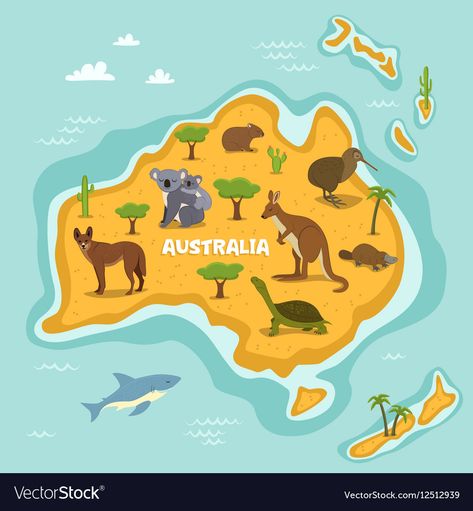 Continents Activities, Animals Vector Illustration, Australian Map, World Map Continents, Vacation Bible School Themes, Australian Maps, Geography Activities, Geography For Kids, Australian Continent