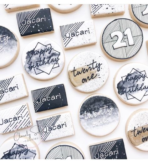 21st Birthday Cookies Decorated For Guys, Masculine Cookies Decorated, Corporate Cookies Decorated, Male Birthday Cookies, Men’s Birthday Cookies, Birthday Sugar Cookies For Men, Birthday Cookies Men, 21st Birthday Cookies For Guys, Mens Birthday Cookies