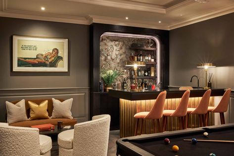 Speakeasy Decor Bar, Black Pool Table, Kitchen Door Styles, Speakeasy Decor, Pool Table Room, Bespoke Home, French Style Homes, Pool Rooms, Made Furniture