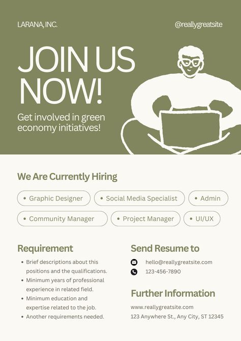 Join our team and embark on an exciting journey with Canva's Green and Beige Playful Illustration Hiring Poster. Let's bring your career aspirations to life! Job Offer Design, Join Our Team Poster, Job Vacancy Design, Job Vacancy Poster, We Are Hiring Poster Design, Burger Bangor, We Are Hiring Poster, Cari Kerja, Offer Poster