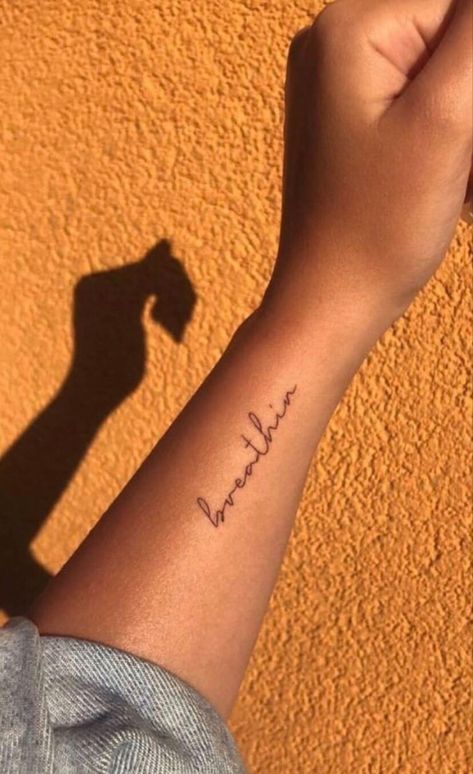 Breathin Tattoo Ariana Grande, Breathin Tattoo, Ariana Grande Tattoo Ideas, Inner Wrist Tattoo, Above Elbow Tattoo, Tattoo Klein, Ariana Grande Tattoo, Inspiring Quote Tattoos, Hawaii Pictures