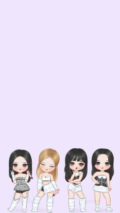 Black Pink Anime, Blackpink Picture, Blackpink Cartoon, Blackpink Chibi, Blackpink Anime, Ariana Grande Anime, Blackpink Art, Jisoo Aesthetic, Blackpink Fanart