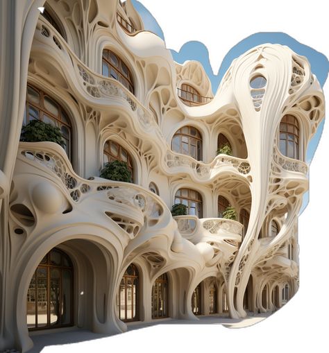 Art Nouveau Exterior Architecture, Art Nouveau Futuristic, Modern Art Nouveau Architecture, Art Nouveau Architecture Drawings, Art Nouveau Buildings, Art Noveau Houses Exterior, Cool Architecture Buildings, Gaudy Architecture, Art Nouveau Building