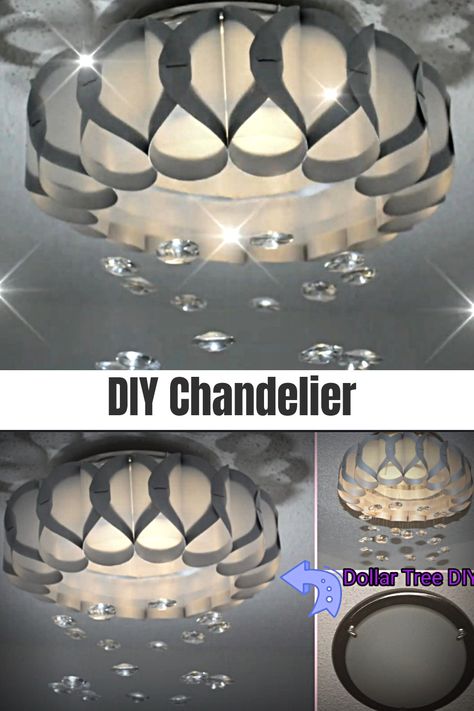 Renter Friendly Light Fixtures, Diy Crystal Chandelier, Closet Light Fixtures, Glam Lighting, Closet Lighting, Diy Store, Flush Mount Chandelier, Diy Chandelier, Diy Crystals