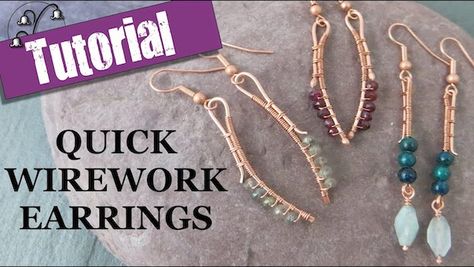 Quick Wire Wrapped Earrings Tutorial Uses Up Odd Beads - The Beading Gem's Journal Wire Earrings Diy, Free Jewellery Making Tutorials, Wire Tutorials, Wire Wrapped Jewelry Diy, Earrings Tutorial, Wire Wrapped Jewelry Tutorials, Bijoux Fil Aluminium, Wire Jewelry Tutorial, Wrapped Earrings