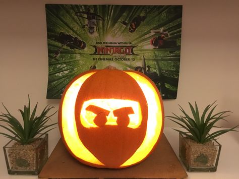 Ninjago Pumpkin Ninjago Pumpkin Carving, Ninja Pumpkin Carving, Easy Carved Pumpkins, Ninjago Pumpkin, Ninja Pumpkin, Pumpkin Pumpkin Carving, Pumpkin Silhouette, Ninja Go, Carved Pumpkins