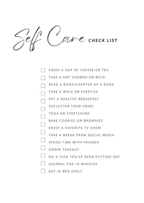 Self care checklist with ideas for your self-care routine. #selfcare #wellness Self Care Image Ideas, Wellness And Self Care, Self Care Regimen, Simple Self Care Ideas, Self Maintenance Routine, Self Care Schedule, 2024 Habits, Selfcare Habits, Selfcare Checklist