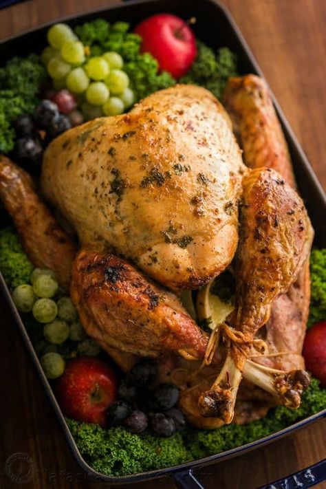 Making a juicy and flavorful Thanksgiving Turkey is easier than you think! A Video for how to make a Thanksgiving Turkey Recipe that your guests will love! | natashaskitchen.com Thanksgiving Turkey Recipe, Natashas Kitchen, Herb Roasted Turkey, Roast Turkey Recipes, Thanksgiving Foods, Thanksgiving Recipe, Baked Turkey, Roast Turkey, Turkey Recipes Thanksgiving