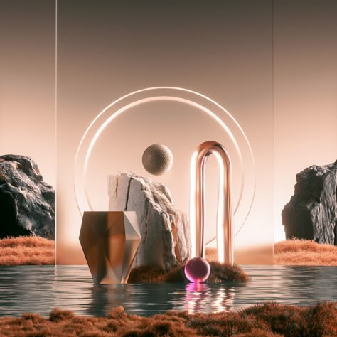 Abstract Compositions II on Behance Cinema 4d Abstract, Style Scape, Staged Photography, Visual Composition, 3d Composition, Mars Space, Geometric Artwork, Abstract Graphic Design, Octane Render