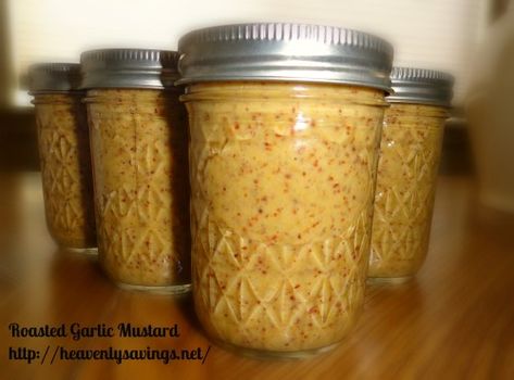 Canned Roasted Garlic Mustard! Canning And Preserving, Garlic Mustard, Homemade Mustard, Mustard Recipe, Homemade Condiments, Condiment Recipes, Food Preservation, Jams & Jellies, Canned Food