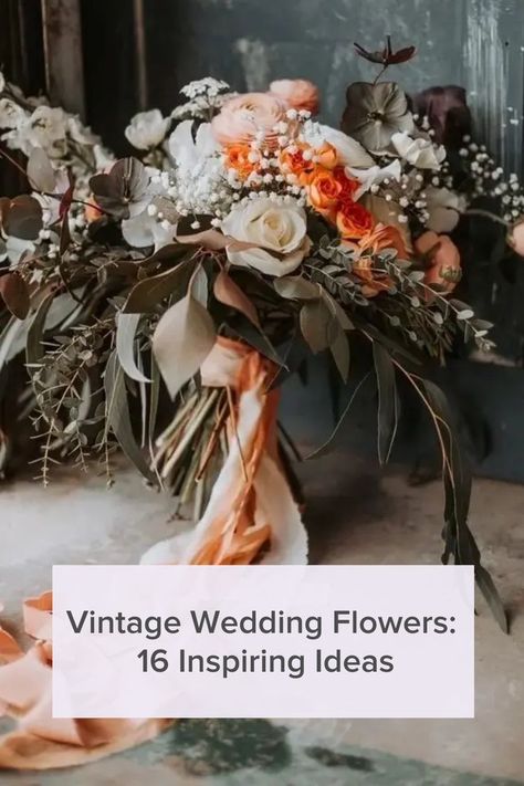 There are lots of different ways to nail the retro theme with vintage wedding flowers - from vintage wedding bouquets bursting with roses to muted vintage wedding aisle décor blooms and artifical vintage wedding flowers, it’s a great trend for laidback couples as the look doesn’t have to be immaculate. British Summer Wedding Flowers, Vintage Wedding Aisle, Vintage Wedding Bouquet Ideas, Vintage Wedding Bouquet, Retro Wedding Inspiration, Retro Wedding Decorations, Classic Wedding Bouquet, Vintage Bridal Bouquet, Wedding Flower Ideas