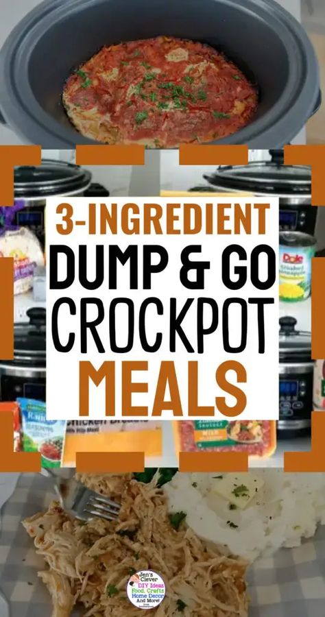 Crockpot Dump Dinners - 3 Ingredient Dump and Go Meals For EASY Crock Pot Cooking - Clever DIY Ideas Cheap Crockpot Meals For Large Families, Keto Dump Dinners, 3 Ingredient Beef Recipes, Easy Crockpot Dump Dinners, Crockpot 5 Ingredients Or Less, Easy Ww Crockpot Meals, 3 Ingredient Slow Cooker Recipes, Crockpot Dump Recipes Ground Beef, Crock Pot Dump And Go Meals