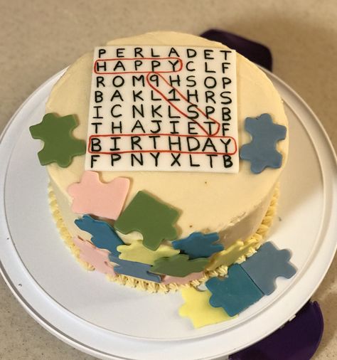 Word search and puzzle 91st Birthday cake 91 Birthday Cake, Puzzle Piece Cake Ideas, 91st Birthday Cake, Mum Birthday Cake, Puzzle Cake, 91st Birthday, 91 Birthday, Cake Recipes At Home, City Cake