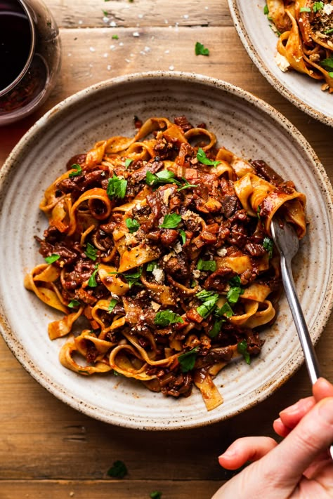 Vegan ragu - Lazy Cat Kitchen Smoked Aubergine Walnut Ragu, Vegetarian Ragu Recipes, Walnut Ragu, Vegan Tagliatelle, Veggie Ragu, Lazy Vegan Meals, Vegan Ragu, Ragu Recipes, Pasta Ragu