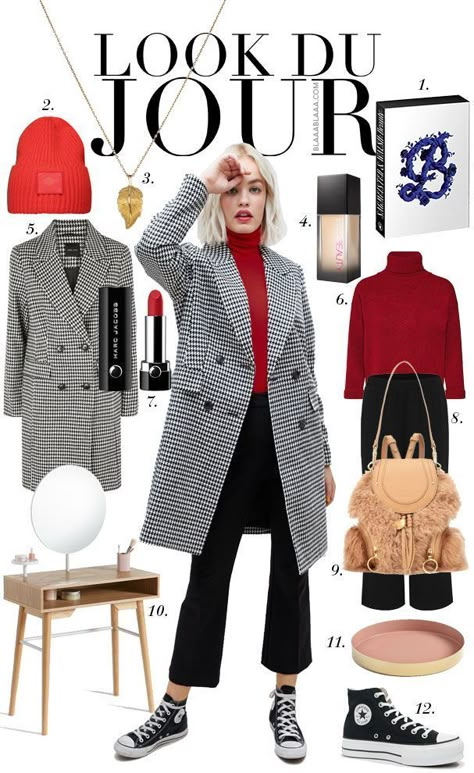 Red Turtleneck Outfit Winter, Red Sweater Winter Outfit, Red Turtleneck Sweater Outfit, Red Coat Outfit Casual, Red Sweater Outfit Casual, Turtleneck With Necklace, Red Backpack Outfit, Black Turtleneck Outfit Winter, Red Knit Sweater Outfit