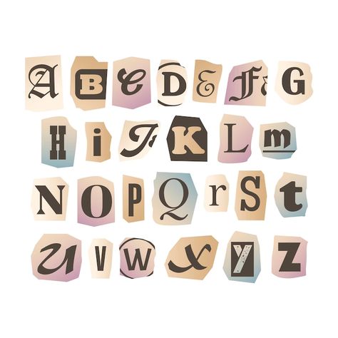 Free Vector | Paper style ransom note letter set Printable Alphabet Letters Aesthetic, Alfabeto Aesthetic, Ransom Letter Aesthetic, Aesthetic Letters Alphabet, Carta Aesthetic, Scrapbook Lettering, Aesthetic Lettering, Letters Aesthetic, Alfabet Font