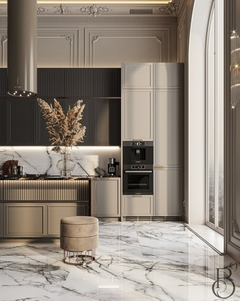 Classic Kitchen Design Luxury, Luxury Kitchen Design Modern, Neoclassic Interior, Modern Classic Kitchen, Luxurious Kitchens, Classical Kitchen, Luxury Kitchen Decor, Modern Classic Interior, Modern Luxury Kitchen