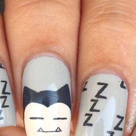 Snorlax nails *not mine Snorlax Makeup, Snorlax Widget, Snorlax Nails, Snorlax Acrylic Nails, Snorlax And Munchlax Art, Snorlax Sleeping, Nail Nail, Nails Nailart, Not Mine