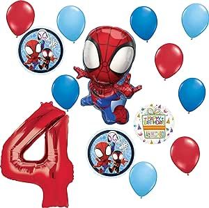 Spidey and His Amazing Friends 4th Birthday Balloon Bouquet 14 pc Decorations Birthday Balloon Bouquet, Pc Decoration, 1st Birthday Balloons, Spidey And His Amazing Friends, Elmo Birthday Party, Spiderman Birthday Party, Elmo Birthday, Birthday Balloon Decorations, Dog Birthday Party