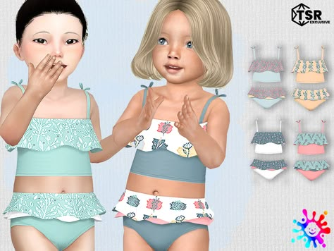 Toddlers Swimwear, Sims 4 Toddler Clothes, Sims 4 Tsr, Sims Baby, Die Sims 4, The Sims 4 Pc, Toddler Swimsuits, Sims 4 Children, Sims 4 Dresses