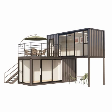 Container House Design 20ft, Cargo Container Office, Container Office Design Ideas, 3 Shipping Container Home, 20 Ft Container Office, Shipping Container Office Ideas, Small Factory Design, Shipping Container Apartment, Shipping Container Shop