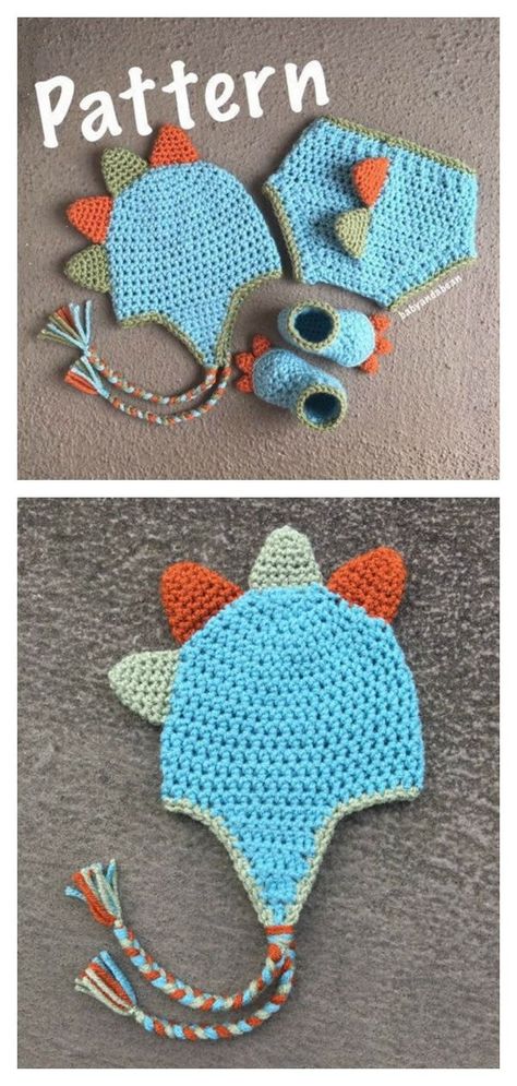 Dinosaur Hat Pattern, Crochet Dinosaur Hat, Easy Crochet Baby Hat, Crochet Baby Photo Prop, Crochet Baby Stuff, Dinosaur Hat, Diy Crochet Patterns, شال كروشيه, Crochet Baby Hat Patterns