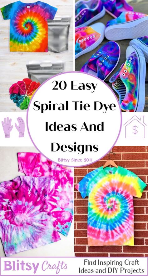 Spiral Tie Dye Patterns, Easy Tie Dye, Tie Dye Spiral, Tie Dye Ideas, How To Crochet For Beginners, Spiral Tie Dye, How To Tie Dye, Spiral Pattern, Tie Dye Patterns