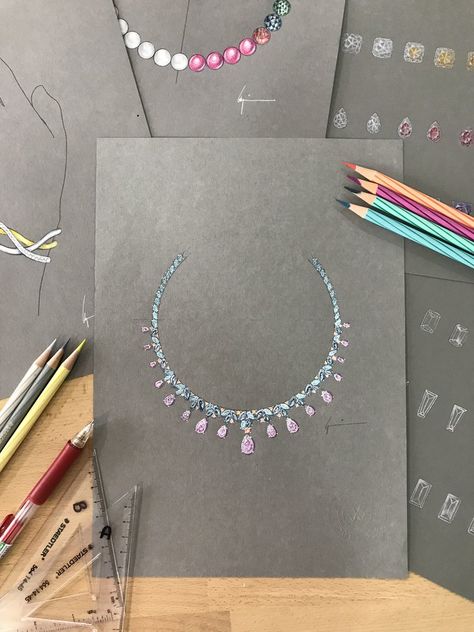 Jewellery Design Sketches Jewelry Drawing, Painting Jewellery, Jewellery Drawing, Jewellery Rendering, Jewellery Designing, Sketches Design, Jewel Drawing, Gem Drawing, Art Of Painting