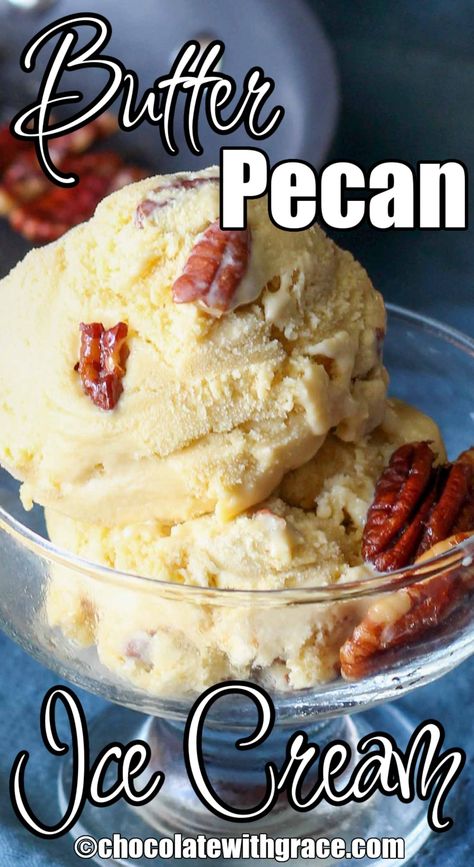 Butter Pecan Ice Cream Homemade Butter Pecan Ice Cream, Butter Pecan Ice Cream Recipe, Homemade Ice Cream Recipes Machine, Crispy Chocolate Chip Cookies, Ice Cream Recipes Machine, Ice Cream Sundae Bar, Butter Pecan Ice Cream, Creami Recipes, Easy Ice Cream Recipe