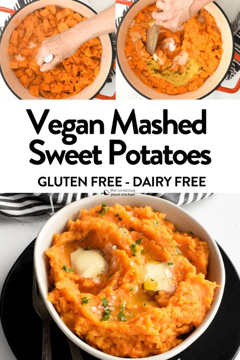 Daniel Fast Sweet Potato Recipes, Vegan Mashed Sweet Potatoes, Vegan Sweet Potato Recipes, Sweet Potato Recipes Mashed, Boiling Sweet Potatoes, Vegan Potato Salads, Fast Recipes, Holiday Side, Vegan Side Dishes