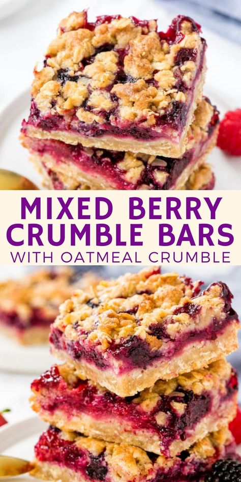 Mixed Berry Crumble, Mixed Berry Dessert, Berry Crumble Bars, Berry Dessert Recipes, Crumb Bars, Fruit Crumble, Berry Crumble, Raspberry Recipes, Berry Dessert