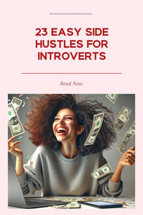 Find your perfect side hustle with our list of 23 income ideas crafted especially for introverts! From freelancing to online gigs, these options let you earn extra cash on your own terms. Whether you love writing, crafting, or managing social media, there's something here for every introvert looking to supplement their income. Discover how you can leverage your unique strengths and work style to create the perfect side project that not only pays the bills but also fits your comfort level! Perfect for introverts seeking a flexible income! Managing Social Media, Easy Side Hustles, Love Writing, High Paying Jobs, Online Side Hustle, Earn Extra Cash, Side Gigs, Easy Sides, Income Ideas