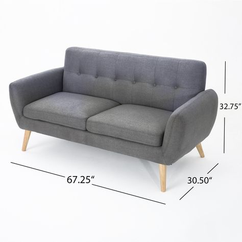 Josephine Mid-century Modern Tufted Fabric Upholstered Sofa by Christopher Knight Home - Bed Bath & Beyond - 17668810 Mid Century Loveseat, Petite Sofa, Mid Century Modern Loveseat, Modern Loveseat, Sofa Set Designs, Christopher Knight, Noble House, Christopher Knight Home, Fabric Armchairs