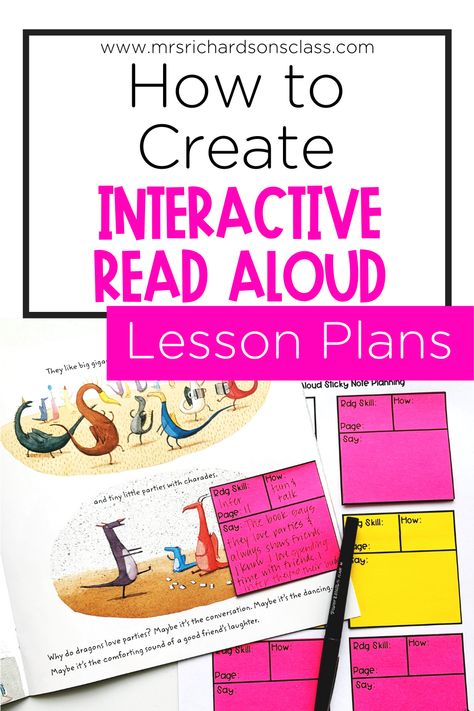 Interactive Read Aloud Kindergarten, Read To Someone Activities, Read Aloud Lesson Plans, Read Aloud Activities Kindergarten, First Grade Read Aloud, Literacy Lesson Plans, Esol Resources, Interactive Reading Activities, Read Aloud Lessons