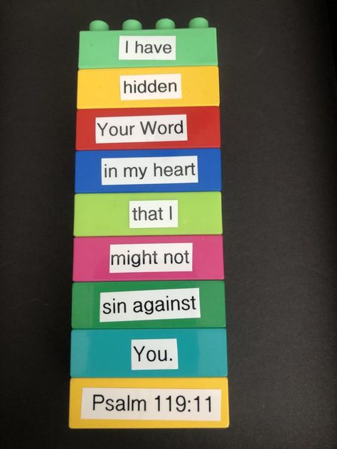 Lego Memory Verses – Kids Bible Class Ideas Memory Verse Teaching Ideas, Memory Verse Games For Preschoolers, Bible Verse Games For Kids, Bible Verse Memorization For Kids, Bible Class Ideas For Kids, Bible Verse Crafts For Kids, Bible Class Crafts, Memory Verse Games For Kids, Sunday School Games For Kids