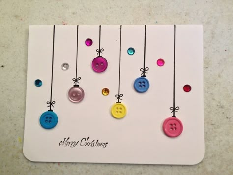 Things To Do With Buttons, Button Christmas Cards, Christmas Button Crafts, Chirstmas Decor, Button Ornaments, Christmas Cards Kids, Christmas Buttons, Christmas Card Art, Homemade Christmas Cards