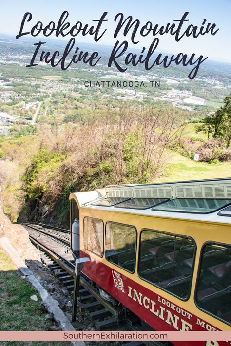 Add the Lookout Mountain's Incline Railway, also known as America's Most Amazing Mile, to your list of things to do in Chattanooga today. Lookout Mountain Incline Railway, Chattanooga Incline Railway, Incline Railway Chattanooga, Southern Tennessee, Tennessee Family Vacation, Travel Tennessee, Vacation 2024, Georgia Vacation, Smoky Mountains Vacation