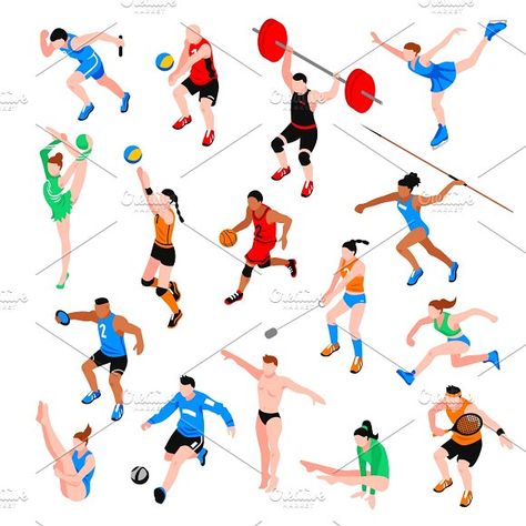 Sport isometric set by Macrovector on @creativemarket Olympic Theme Party, Kids Olympics, Multi-sport Event, Olympic Theme, Zestaw Ikon, Asian Games, Game Illustration, Business Illustration, Set Free