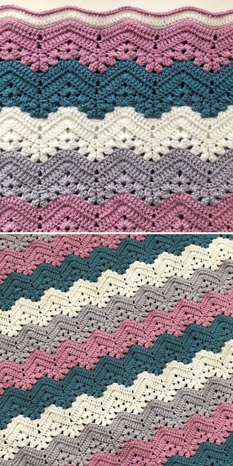 Free Chevron Baby Blanket Pattern, Chevron Blanket Border, Wavy Crochet Blanket Pattern Free, Crochet Multicolor Blanket, Tempature Blanket Crochet Color Combos, 6 Day Kid Blanket Crochet Pattern Free, Crochet Blanket One Color, Granny Ripple Crochet Pattern Free, Baby Blanket Color Schemes