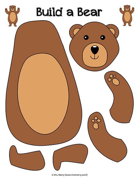 activities-for-kids_build-a-bear_mrs.merry Bear Crafts Preschool, Brown Bear Brown Bear Activities, Bears Preschool, Teddy Bear Crafts, Bear Craft, Animal Activities For Kids, Daycare Activities, Bear Crafts, Animal Crafts For Kids