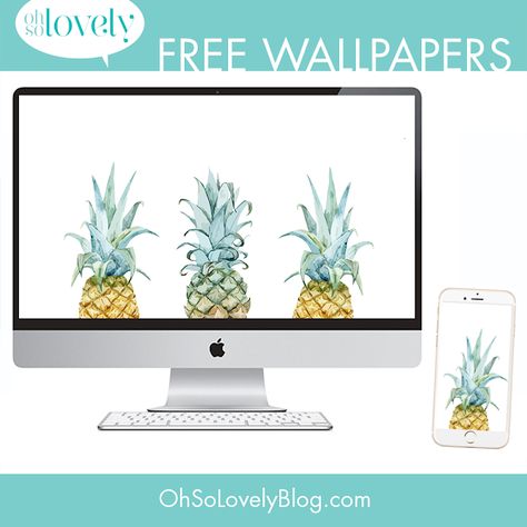 FREEBIES // PINEAPPLE WATERCOLOR WALLPAPERS - Oh So Lovely Blog Wallpapers Mac, Pineapple Printable, Wonderful Wallpapers, Pineapple Watercolor, Macbook Pro Wallpaper, Mac Wallpapers, Word Press, Pineapple Wallpaper, Watercolor Pineapple