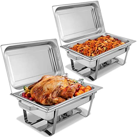 2 Pack Chafing Dish 9L Chafer Dishes Stainless Steel Rectangular Buffet Warmer, for Kitchen Party Dining Party Food Warmers, Buffet Servers, Hotel Breakfast, Chafing Dish, Buffet Set, Party Catering, Pan Sizes, Keep Food Warm, Food Warmer