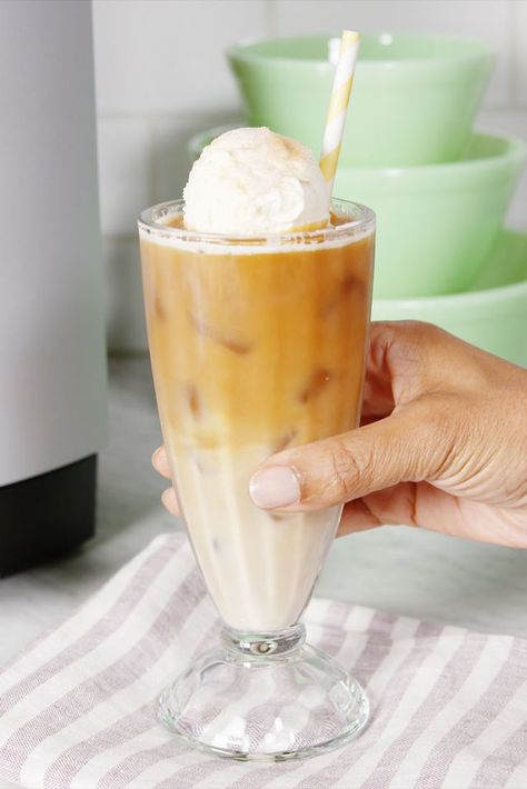 This Churro Iced Coffee Float is Summer in A Glass Coffee Float, Magical Drinks, Coffee Rubbed Steak, Ninja Coffee Bar, Float Recipes, Coffee Rub, Best Iced Coffee, How To Make Ice Coffee, Ninja Coffee