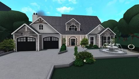 Bloxburg House Ideas Exterior 1 Story Layout, One Story Roblox House, 1 Story Suburban House Bloxburg, Bloxburg Big Family House Layout, Bloxburg House Layouts 2 Story Blueprint, Bloxburg Suburban House Layout, Two Story Bloxburg House Layout, One Story House Bloxburg, Suburban House Exterior Bloxburg