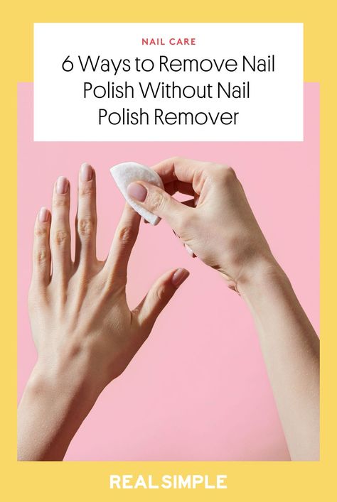 Looking for nail polish remover alternatives? We asked experts how to remove nail polish without nail polish remover using ingredients you probably already have at home. #beauty #nails #nailpolishremover #diy How To Remove Nail Polish With Remover, How To Make Nail Polish Remover, How To Remove Nail Polish From Nails, How To Remove Nail Polish Without Remover, How To Remove Nail Polish, Homemade Nail Polish Remover, Diy Nail Polish Remover, Beachy Nail Designs, Toenail Health