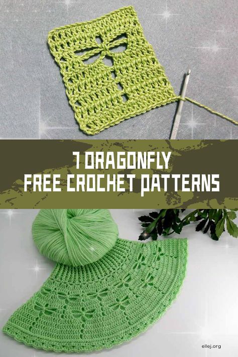 Dragonfly FREE Crochet Patterns - iGOODideas.com Crochet Dragonfly Granny Square Pattern Free, Dragon Fly Crochet Pattern, Dragonfly Crochet Top, Dragonfly Granny Square, Crochet Dragonfly Pattern, Crochet Towel Tops, Crochet Dragonfly, Owl Basket, Crochet Security Blanket