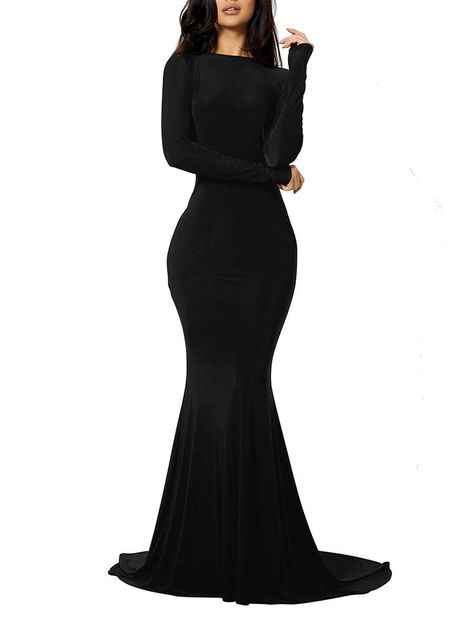 Black Long Sleeve Mermaid Dress, Mermaid Dresses Long Sleeve, Long Sleeve Black Dress Long, Mermaid Long Sleeve Dress, How To Pose In A Mermaid Dress, Long Black Formal Dress With Sleeves, Black Long Gown With Sleeves, Black Formal Dress Long Classy Sleeve, Formal Black Dress Long Sleeve