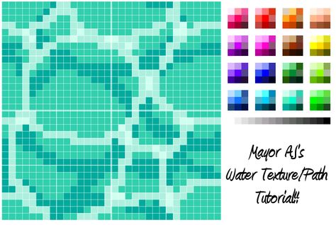 ACNL-Water texture tutorial #1 Acnh Water Pattern, Pixel Art Water Tutorial, Water Pixel Art, Acnh Tutorial, Pixel Water, Texture Tutorial, Animale Crossing, Animal Crossing Qr Codes, Motif Acnl