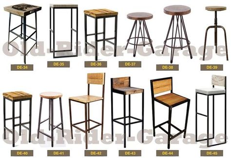 Kursi Cafe Besi, Bar Vintage Decoracion, Mesas Para Restaurantes Ideas, Bar Stool Design, Cafe Furniture Design, Steel Furniture Design, Bakery Design Interior, Welded Furniture, Kursi Bar