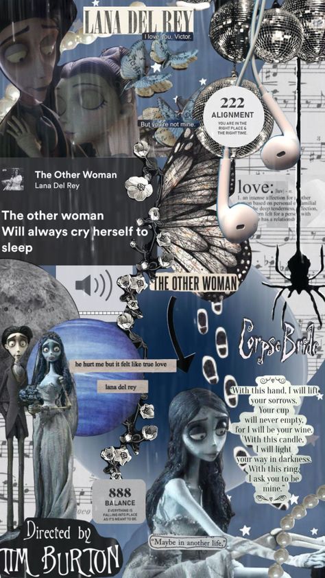 .•*•. The other woman X Corpse Bride .•*•. #theotherwoman #corpesbride #lanadelrey #emilyandvictor #victorandvictoria #ultraviolencealbum Dope Wallpaper Iphone, Tim Burton Corpse Bride, The Other Woman, Lana Del Rey Love, Tim Burton Art, Goth Wallpaper, Spongebob Wallpaper, Blue Wallpaper Iphone, Art Deco Posters